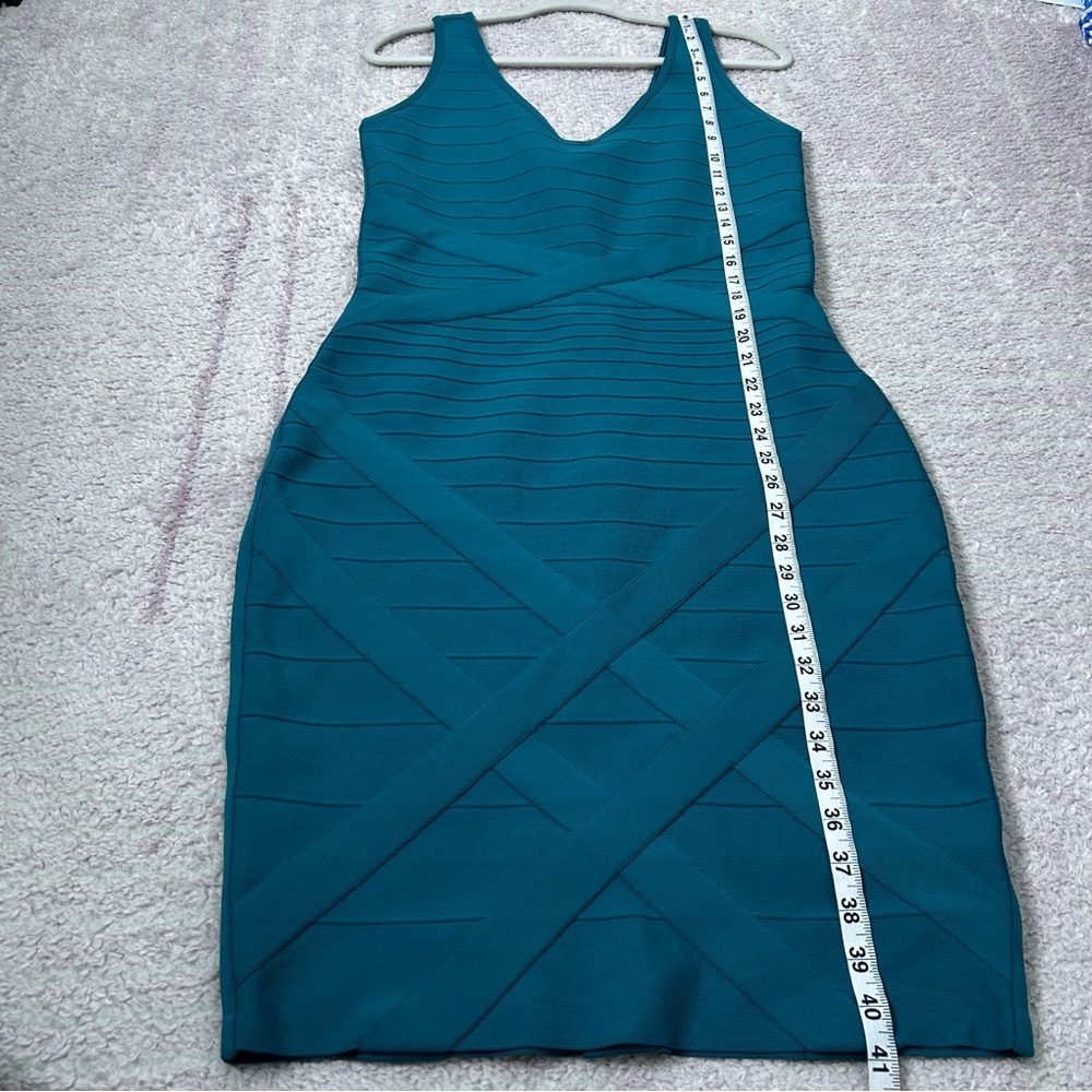 Dress the Population Teal Sleeveless Bandage Dress Bodycon Size Large - Picture 12 of 13